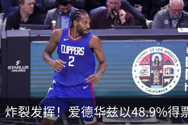 炸裂发挥！爱德华兹以48.9%得票率当选今日JRs评选最佳球员